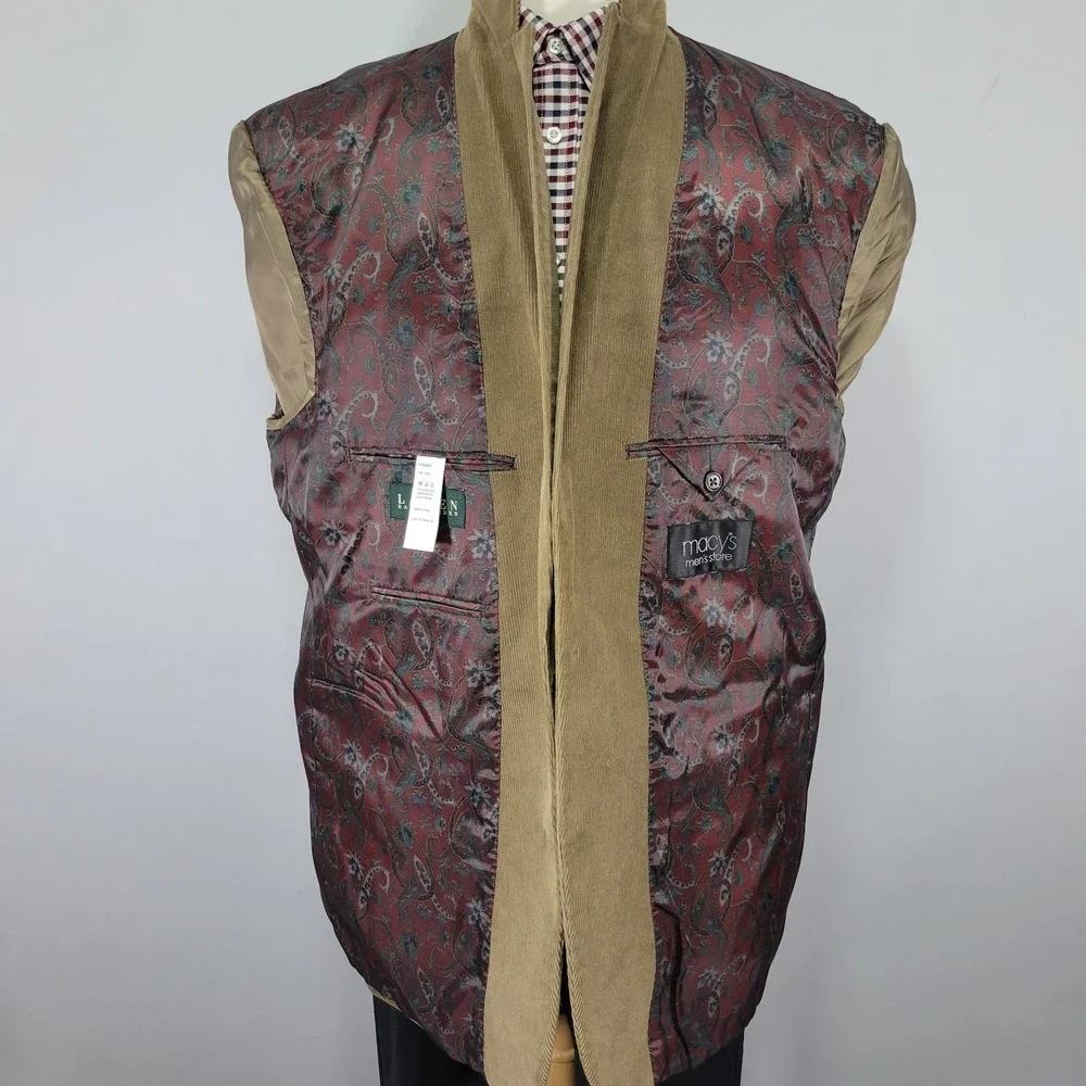 Lauren Ralph Lauren Men's Sport‎ Coat Blazer Two Button Tan Cotton Corduroy 48L